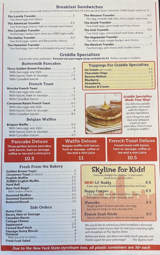Skyline Diner Menu image 4